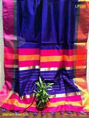 Blue shade Maheshwari Silk Saree Blue shade Maheshwari Silk Saree
