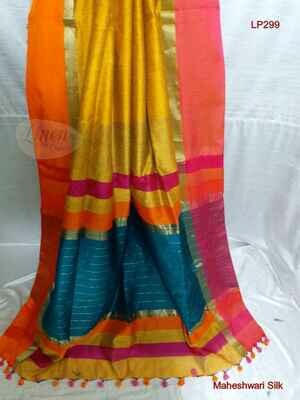 Yellow shade Maheshwari Silk Saree Yellow shade Maheshwari Silk Saree