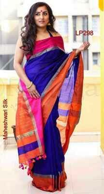 Blue shade Maheshwari Silk Saree Blue shade Maheshwari Silk Saree