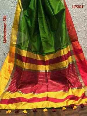 Green shade Maheshwari Silk Saree Green shade Maheshwari Silk Saree