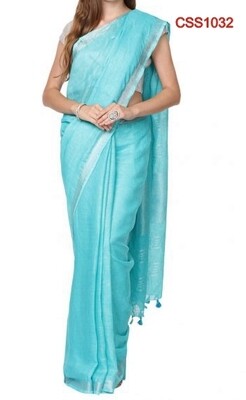Blue shade cotton slub Saree Blue shade cotton slub Saree