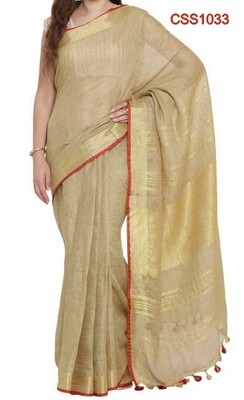 Brown shade cotton slub Saree Brown shade cotton slub Saree
