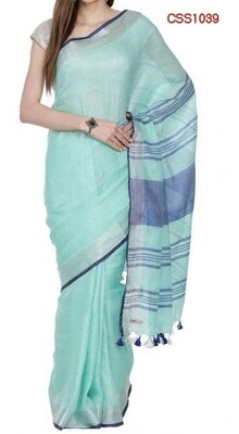 Green shade cotton slub Saree Green shade cotton slub Saree