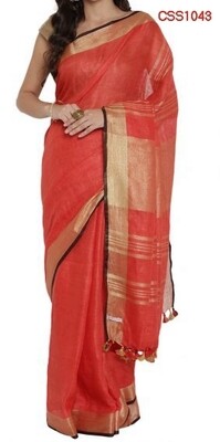 Red shade cotton slub Saree Red shade cotton slub Saree