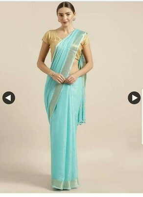 Blue shade cotton slub Saree Blue shade cotton slub Saree