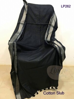 Black shade cotton slub Saree Black shade cotton slub Saree