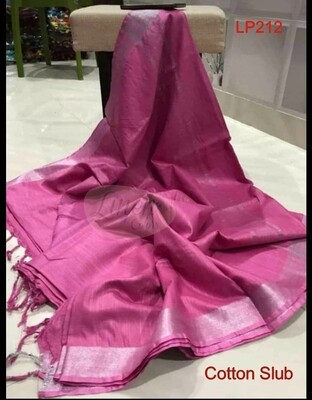 Pink shade cotton slub Saree Pink shade cotton slub Saree