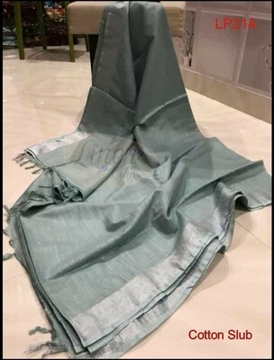 Grey shade cotton slub Saree Grey shade cotton slub Saree