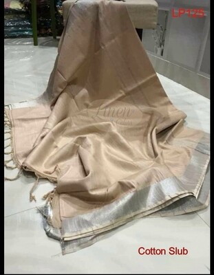 Beige shade cotton slub Saree Beige shade cotton slub Saree