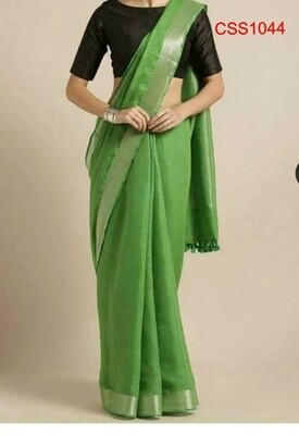 Green shade cotton slub Saree Green shade cotton slub Saree