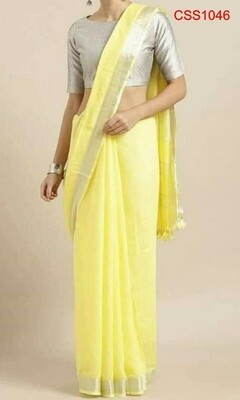Yellow shade cotton slub Saree Yellow shade cotton slub Saree