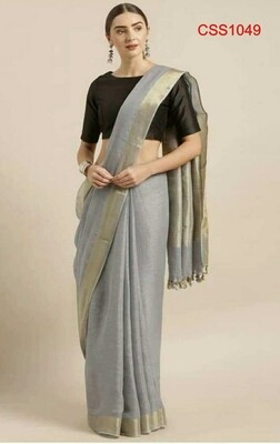 Grey shade cotton slub Saree Grey shade cotton slub Saree
