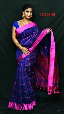 Cotton silk saree with new checks design Cotton silk saree with new checks design