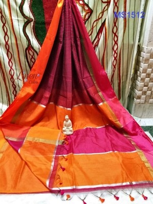 Maheshwari Silk Saree with stripes Maheshwari Silk Saree with stripes