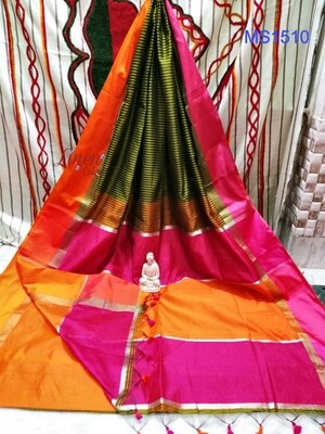 Maheshwari Silk Saree with stripes Maheshwari Silk Saree with stripes