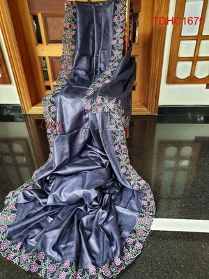 Elegant Tusser by Tusser saree with hand cut work design Elegant Tusser by Tusser saree with hand cut work design