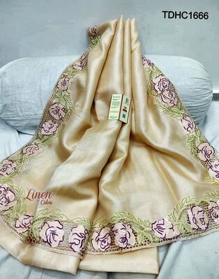 Elegant Tusser by Tusser saree with hand cut work design Elegant Tusser by Tusser saree with hand cut work design
