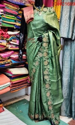 Elegant Tusser by Tusser saree with hand cut work design Elegant Tusser by Tusser saree with hand cut work design