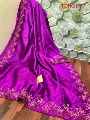Elegant Tusser by Tusser saree with hand cut work design Elegant Tusser by Tusser saree with hand cut work design