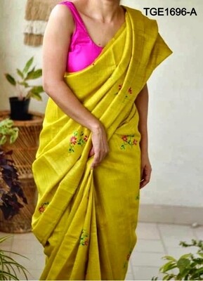 Elegant Tusser Ghicha saree with beautiful embroidery work Elegant Tusser Ghicha saree with beautiful embroidery work