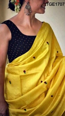 Elegant Tusser Ghicha saree with beautiful embroidery work Elegant Tusser Ghicha saree with beautiful embroidery work