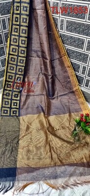 Tissue linen zari border saree in new exclusive weaving design Tissue linen zari border saree in new exclusive weaving design