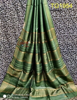 Tusser by Ghiccha Golden Silk Zari border saree Tusser by Ghiccha Golden Silk Zari border saree