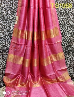 Tusser by Ghiccha Golden Silk Zari border saree Tusser by Ghiccha Golden Silk Zari border saree
