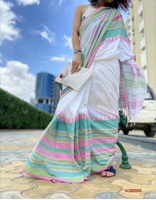 Begompuri Cotton Khadi Saree with jacquard weaving Begompuri Cotton Khadi Saree with jacquard weaving
