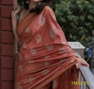 Tusser Muga Golden Silk Zari border saree Tusser Muga Golden Silk Zari border saree
