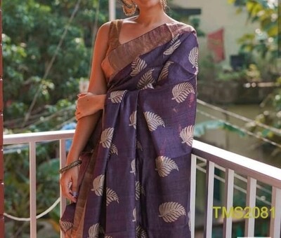 Tusser Muga Golden Silk Zari border saree Tusser Muga Golden Silk Zari border saree
