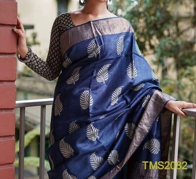 Tusser Muga Golden Silk Zari border saree Tusser Muga Golden Silk Zari border saree