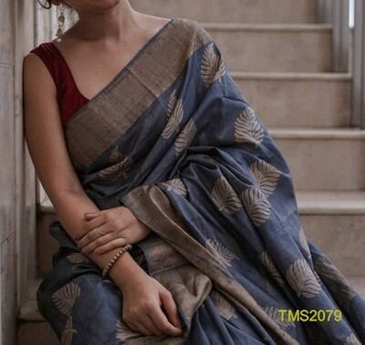 Tusser Muga Golden Silk Zari border saree Tusser Muga Golden Silk Zari border saree