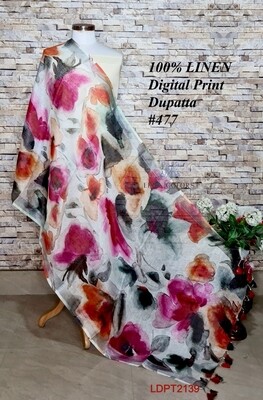 Multicolor linen dupatta with digital print Multicolor linen dupatta with digital print