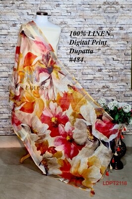 Multicolor linen dupatta with digital print Multicolor linen dupatta with digital print