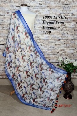 Multicolor linen dupatta with digital print Multicolor linen dupatta with digital print