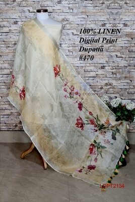 Multicolor linen dupatta with digital print Multicolor linen dupatta with digital print