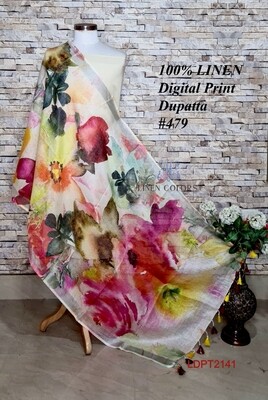 Multicolor linen dupatta with digital print Multicolor linen dupatta with digital print