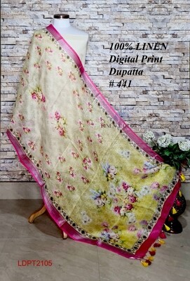 Multicolor linen dupatta with digital print Multicolor linen dupatta with digital print
