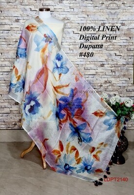 Multicolor linen dupatta with digital print Multicolor linen dupatta with digital print