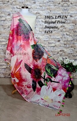 Multicolor linen dupatta with digital print Multicolor linen dupatta with digital print