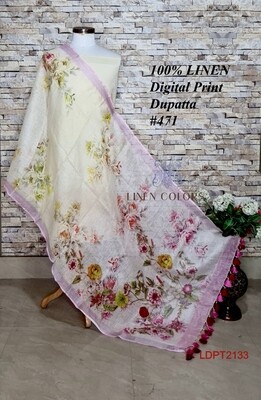 Multicolor linen dupatta with digital print Multicolor linen dupatta with digital print