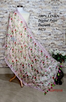Multicolor linen dupatta with digital print Multicolor linen dupatta with digital print
