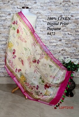 Multicolor linen dupatta with digital print Multicolor linen dupatta with digital print