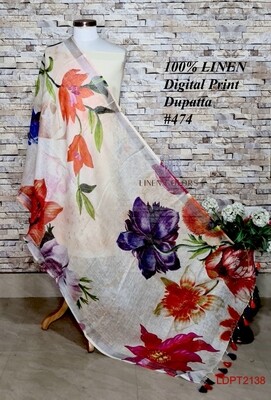 Multicolor linen dupatta with digital print Multicolor linen dupatta with digital print