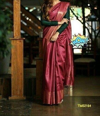 Tusser Munga Golden Silk Zari border saree Tusser Munga Golden Silk Zari border saree