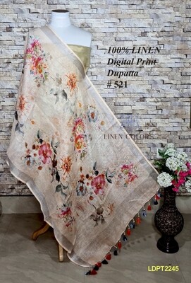 Multicolor linen dupatta with digital print Multicolor linen dupatta with digital print