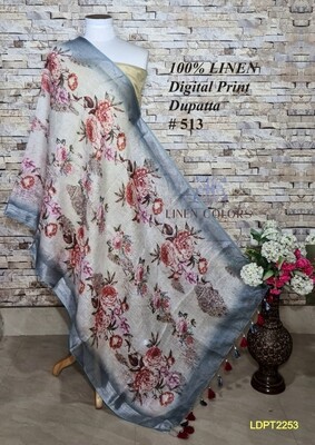 Multicolor linen dupatta with digital print Multicolor linen dupatta with digital print