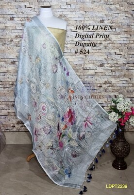 Multicolor linen dupatta with digital print Multicolor linen dupatta with digital print