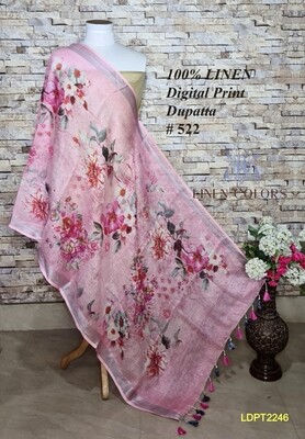Multicolor linen dupatta with digital print Multicolor linen dupatta with digital print